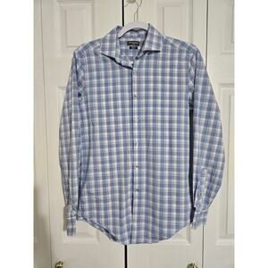 Van Heusen small men's blue plaid slim fit button up long sleeve shirt